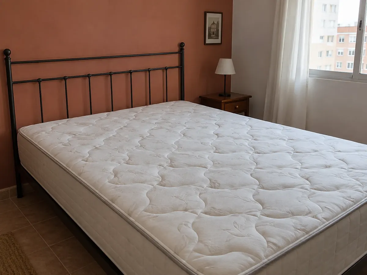 colchón de matrimonio recién tratado, dormitorio luminoso